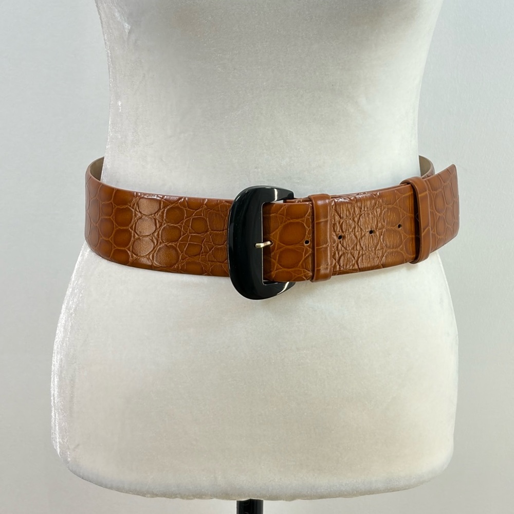 MaxMara Tan Crocodile Pattern Belt